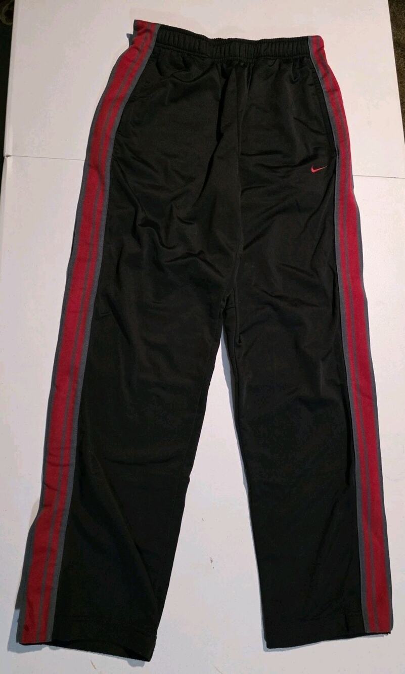 Nike Tearaway Track Pants Mens M Black Red Snap Side Warm Up Basketball Sweats